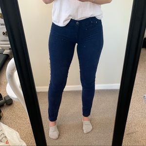 Blue corduroy super skinny pants